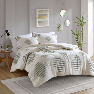Ensemble d'édredon en chenille en mélange de coton pour lit double / grand 3 pièces