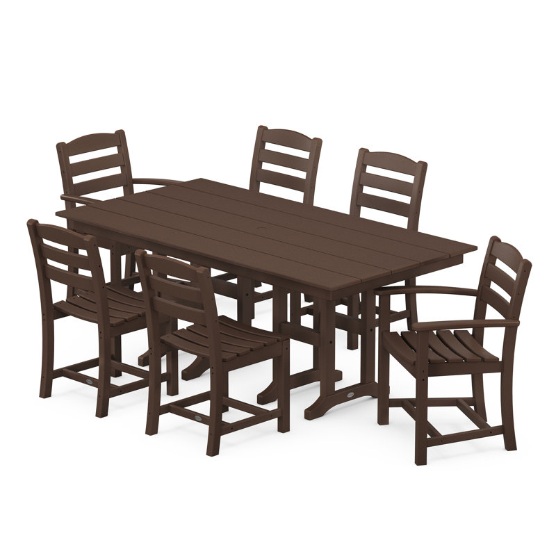 La Casa Café 7-Piece Farmhouse Dining Set, Mahogany