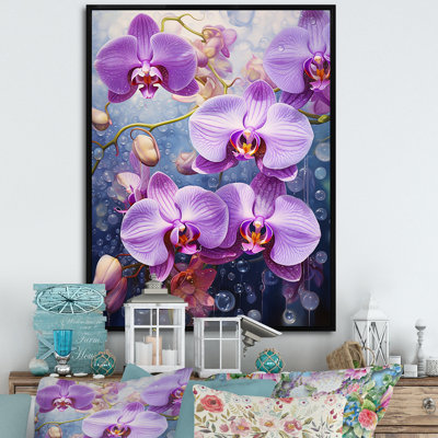 Collage d'orchidées mauves mauves sur toile
