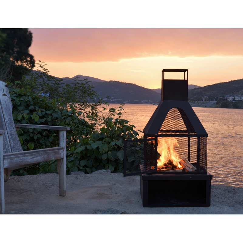 Zien 42.52" H Iron Wood Burning Outdoor Fireplace Chiminea