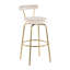 Tabouret de bar pivotant à hauteur fixe avec structure en métal doré et revêtement en velours crème - Paquet de 2