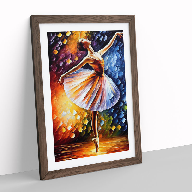 Ballerina Dancer No.7 - Single Picture Frame Painting, 46cm H x 34cm W x 2cm D, Walnut Framed