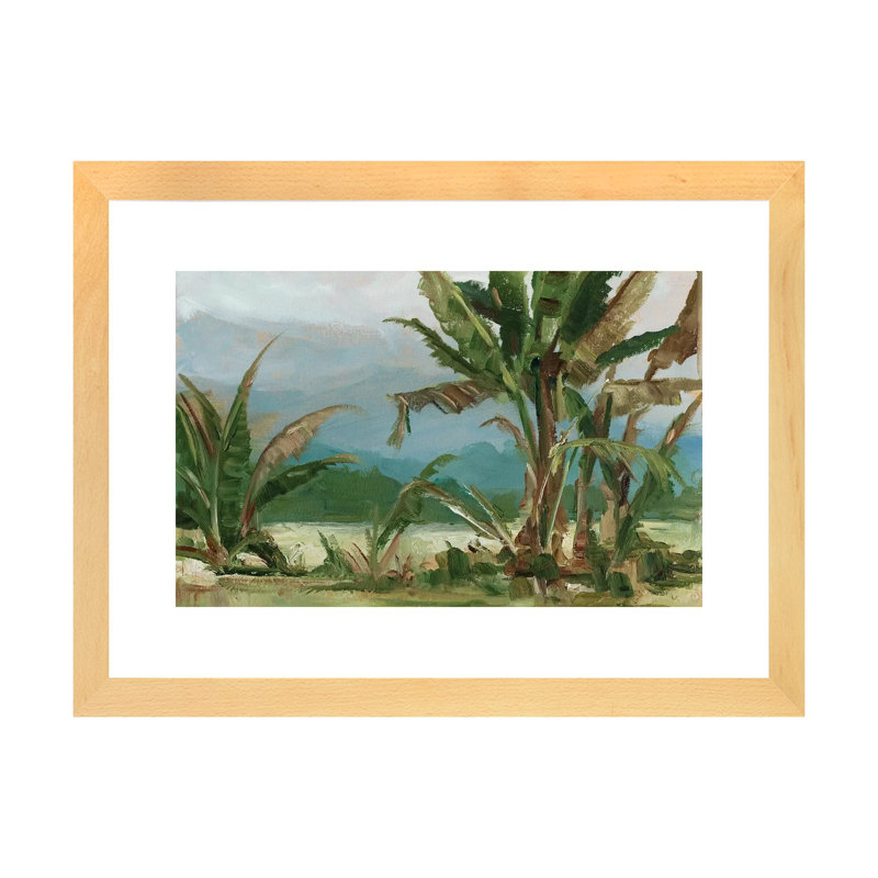 « Southern Palms II » par Ethan Harper, reproduction d’art, H 24 po x l 32 po x P 1 po, Papier encadré de bois naturel, Blanc