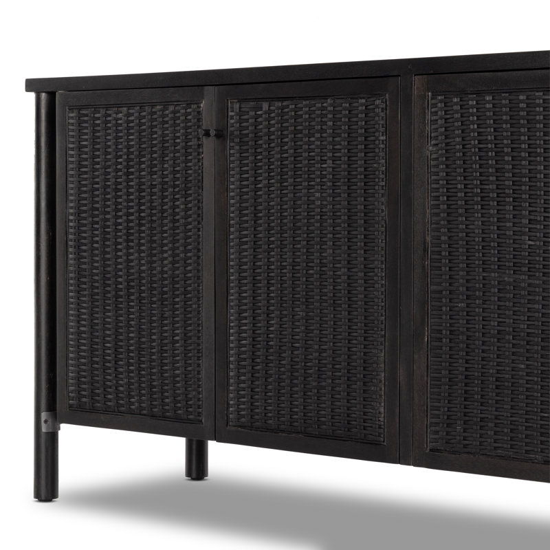 Veta 74'' W Solid Wood Sideboard, Black