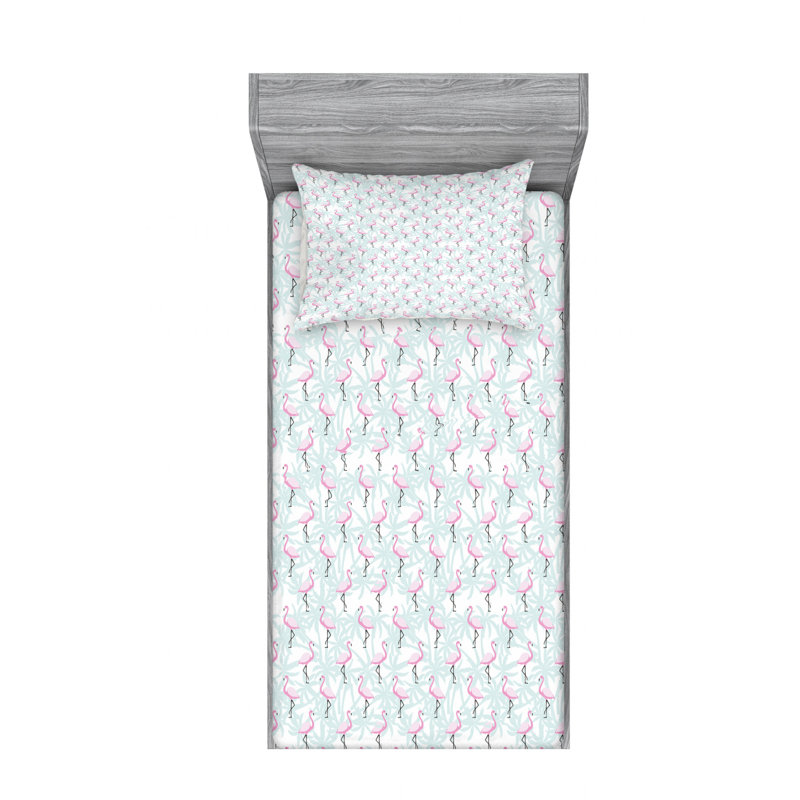 Microfiber Floral Fitted Sheet, Twin XL Fitted Sheet with 1 Pillowcase