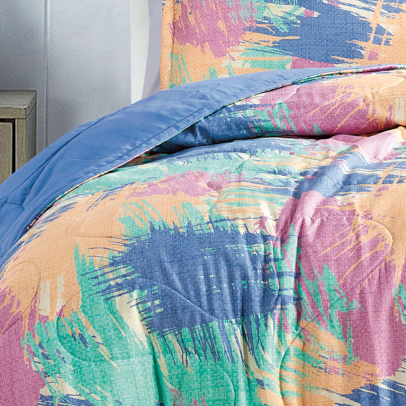 Vibrant Multicolor King Microfiber Bedspread Set with Pillow Shams
