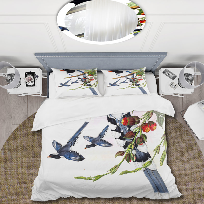 Ensemble de housse de couette style campagne rétro X - animaux en microfibre, Housse de couette pour très grand lit et 2 très