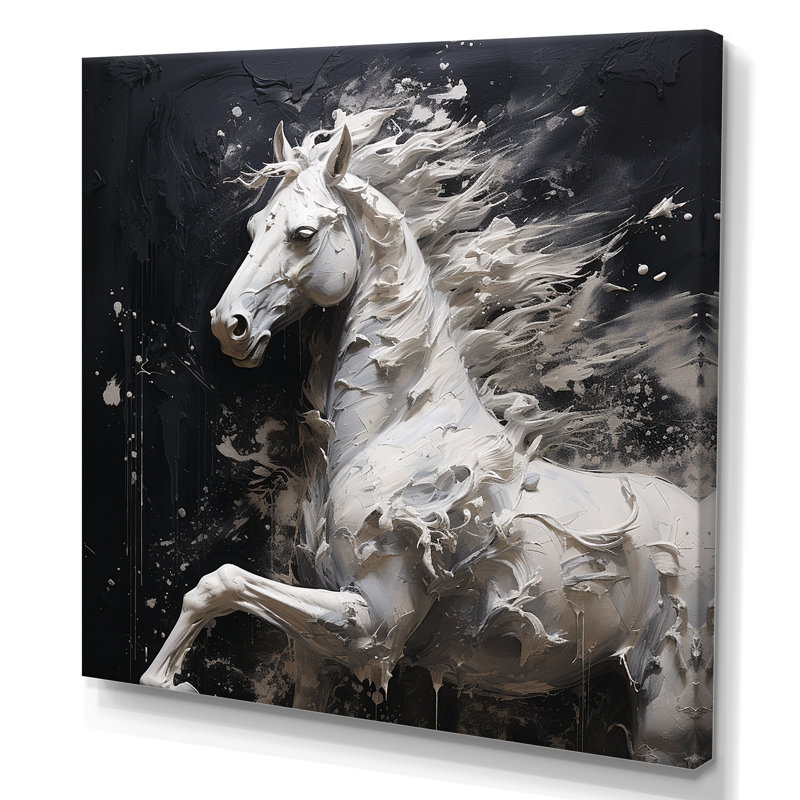 Cheval au galop minimalisme, H 16 po x l 16 po x P 1 po, Toile tendue