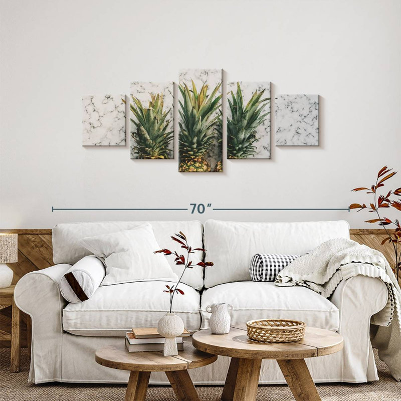 Marble Tiles With Pineapple, 24" H x 55" W
