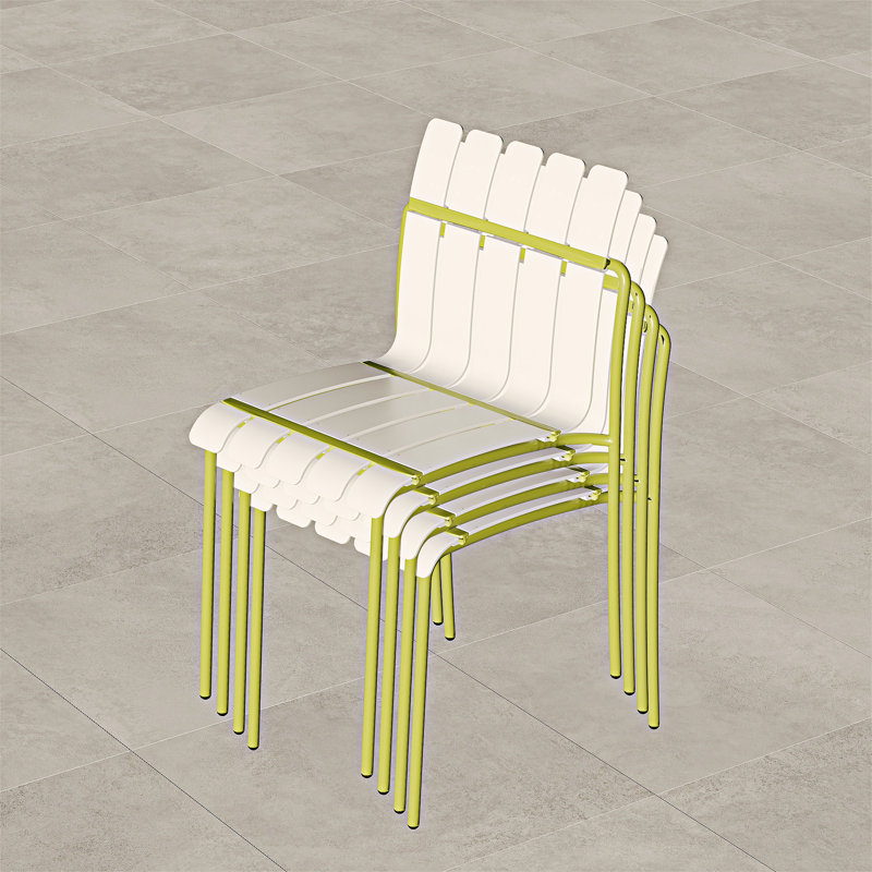 Ensemble de chaises d'extérieur (ensemble de 4), Blanc crème/Jaune grain