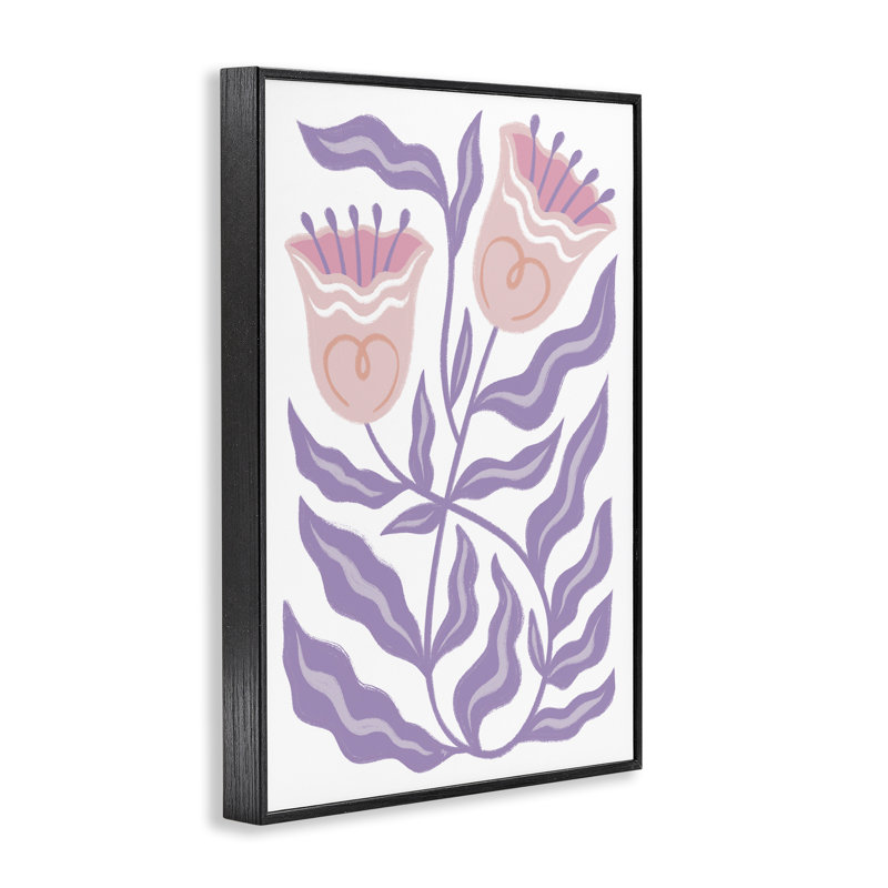 Fleurs ondulées mauves, estampe numérique de Martina Pavlova, Giclée encadrée noir minuit, H 18 po x l 12 po