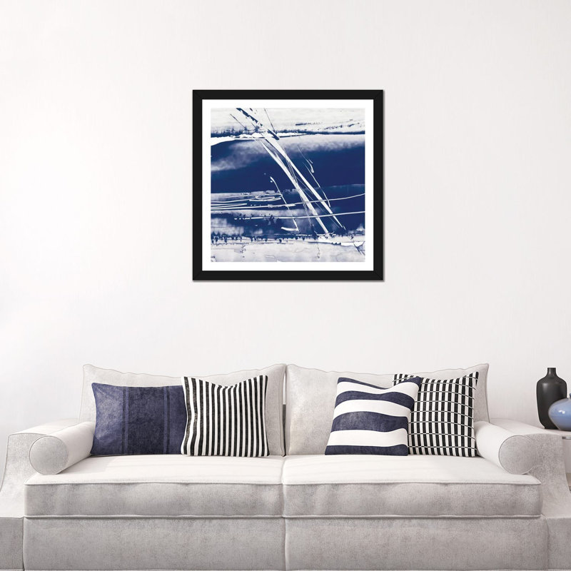 Reproduction d’art « alternant le courant II » par Ethan Harper, H 24 po x l 24 po x p 1 po, Papier encadré noir, Blanc