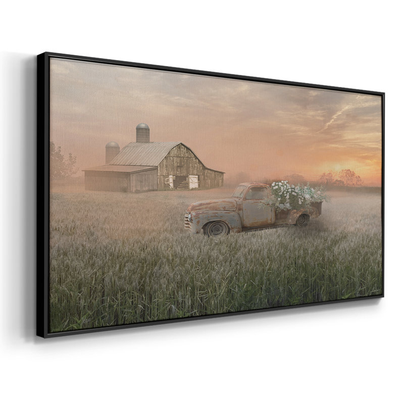 Tôt le matin, brouillard - Toile tendue avec châssis encadré - Prêt à être accroché, H 21 po x l 41 po, Noir
