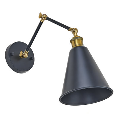 1 - Light Wall Sconces Swing Arm Wall Sconces Bedroom  Black