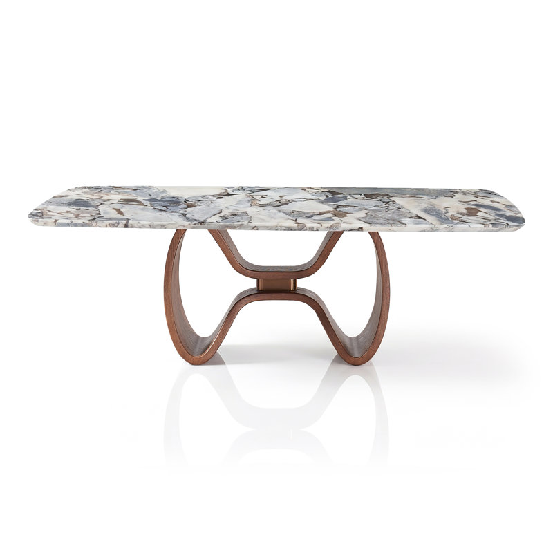 Table de salle à manger rectangulaire en pierre frittée Premier, Gris/beige