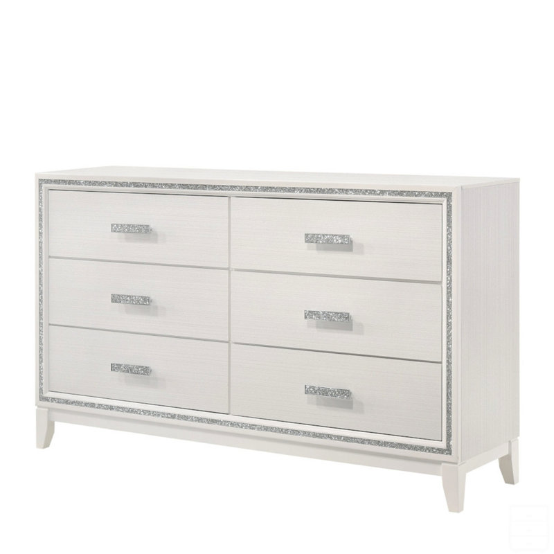 Commode double à 6 tiroirs Festus, Blanc
