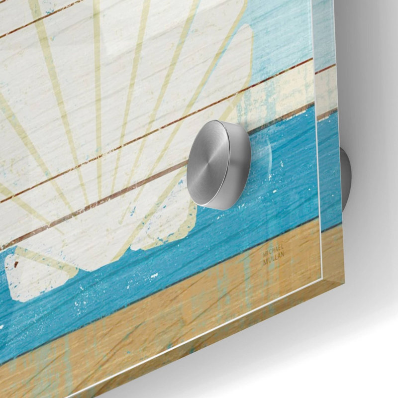 «Beachscape Shell v2» par Michael Mullan, art mural en verre acrylique, H 36 po x l 36 po