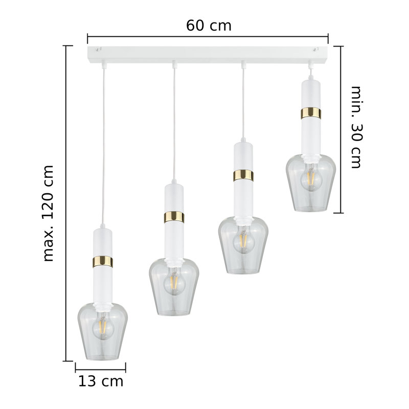 Kiron 4 - Light Kitchen Island Pendant, White/Gold