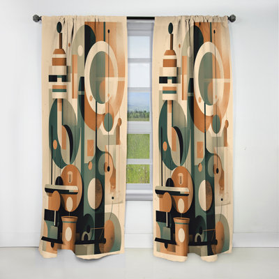 Rideau occultant orange et vert Mid Century Momentum I - Mid-Century