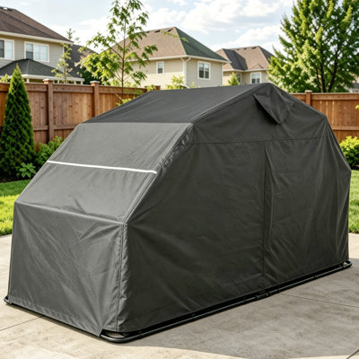 Motorcycle Storage Shelter with Security Lock, Heavy Duty Motorcycle Carport with 2 Side Windows