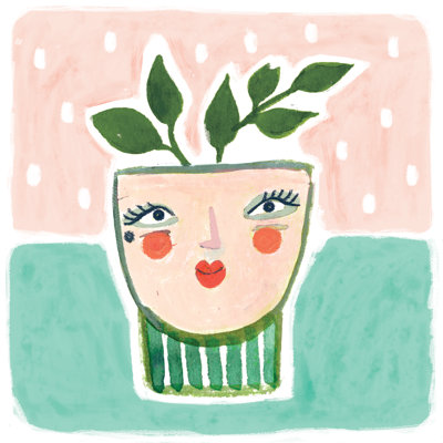 Face Planter Spring Blush And Turquoise - Wrapped Canvas Print