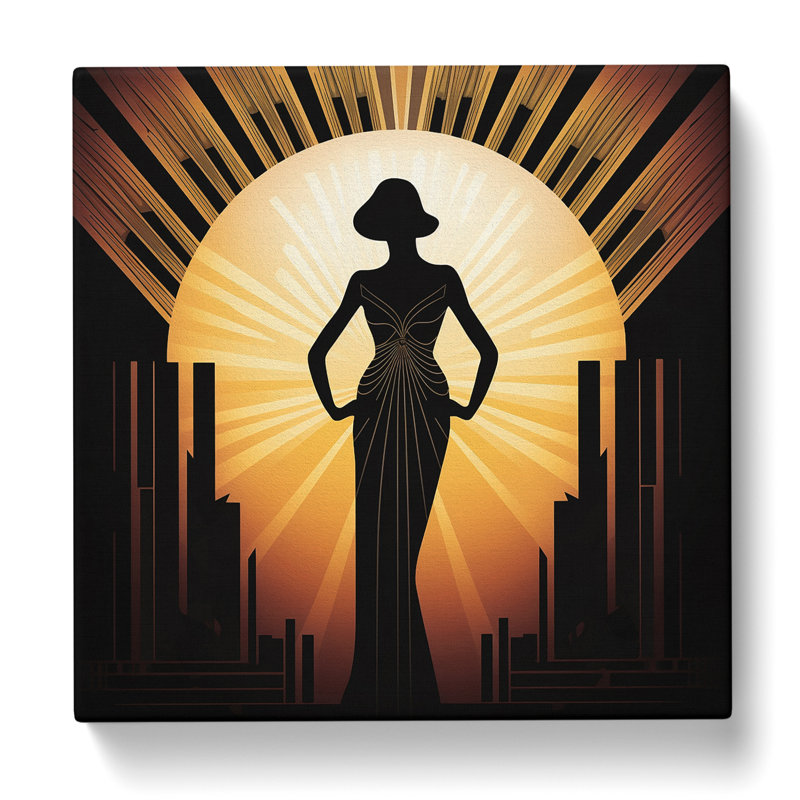 Art Deco Woman Silhouette - Print, 50cm H x 50cm W x 3cm D