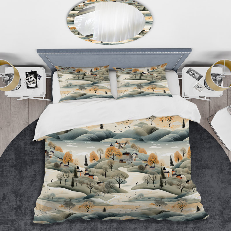 Ensemble de housse de couette Summer Scandinavian Landscape I, Housse de couette pour très grand lit et 2 très