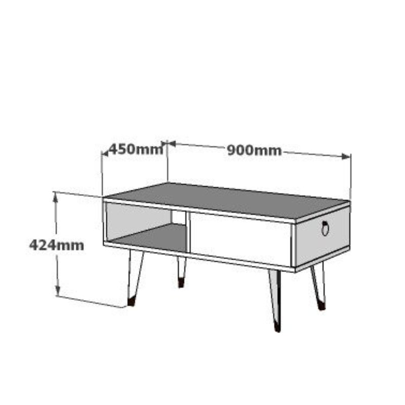 Table basse moderne, noyer et blanc, 100% panneau de particules recouvert de mélamine, épaisseur: 0,7 pouce | Design scandinave, durable et élégant pour le salon et les salons