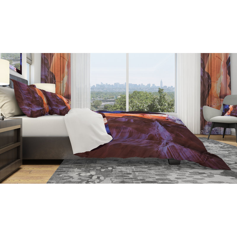 Ensemble de housse de couette designart happy canyon fantastique scene de canyon, Housse simple + 1 taie décorative