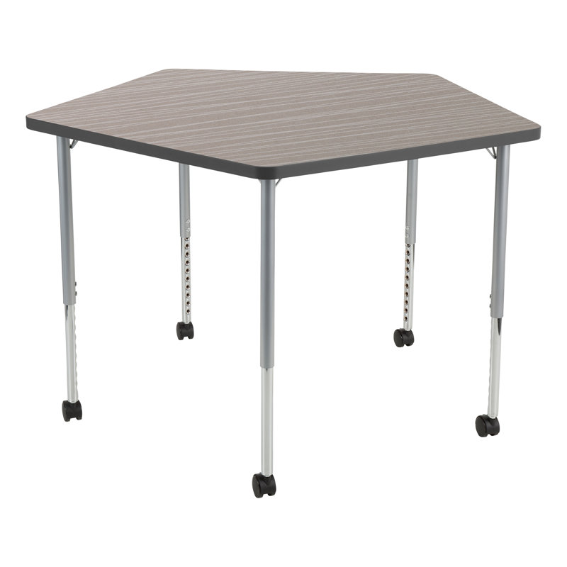 Structure Series Pentagon Adjustable Height Mobile Collaborative Activity Table with Casters, Strandz cosmique