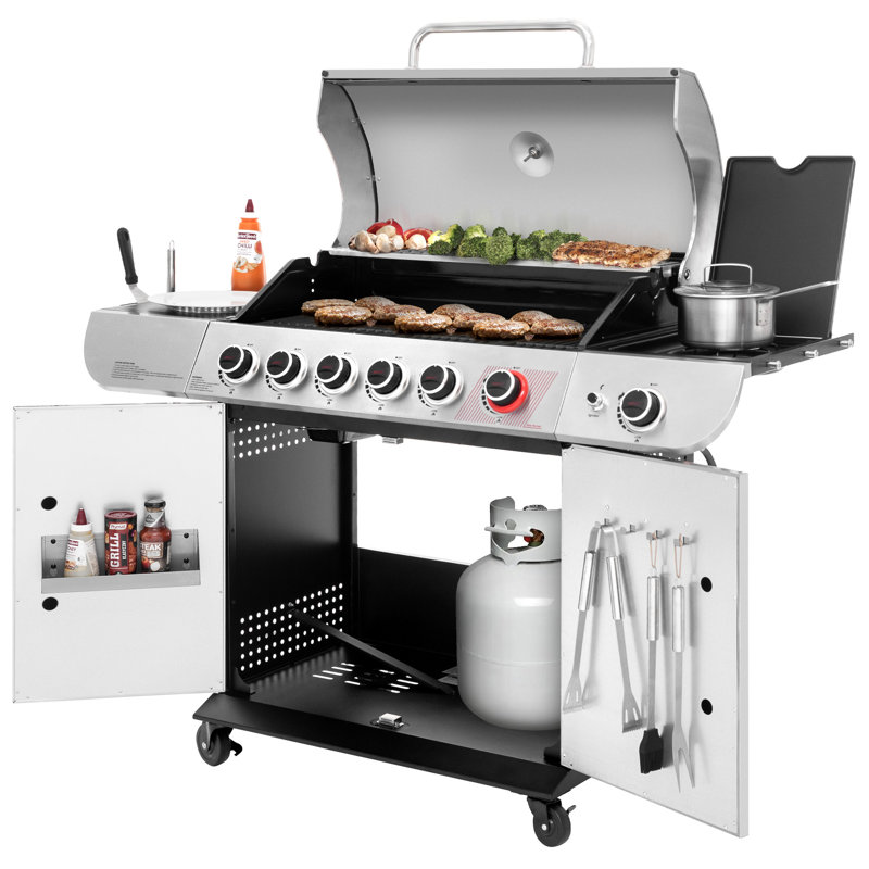 Barbecue au gaz propane liquide à 6 brûleurs Royal Gourmet Sg6002r avec brûleur latéral et latéral