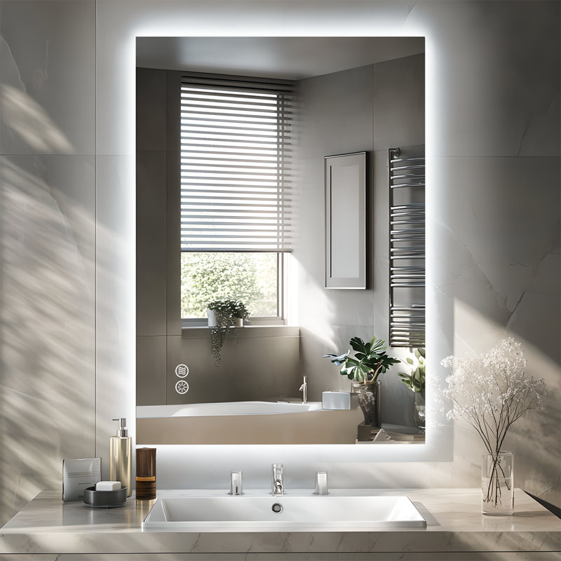 Lunara UL Certified Frameless Backlit LED Bathroom Vanity Mirror with 5mm Tempered Glass, 3-Color Temp, Dimmable, Anti-Fog