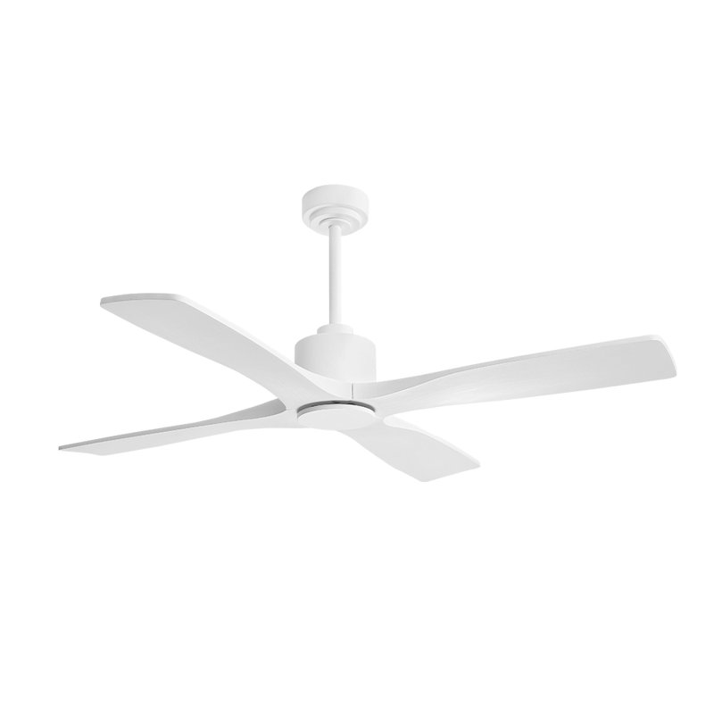 Cayemite 54" W 4-Blade Solid Wood Ceiling Fan, White, White