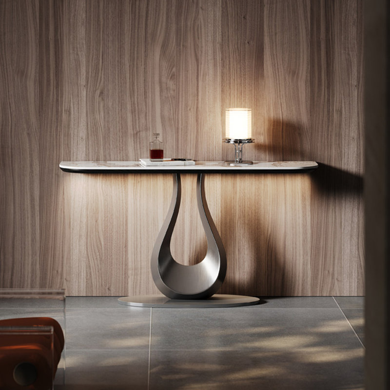 Console de style italien en pierre frittée., H 33,4 po x l 55 po x P 13,7 po