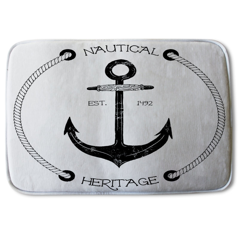 Guerrier Non-Slip Bath Rug, Vintage Nautical Anchor