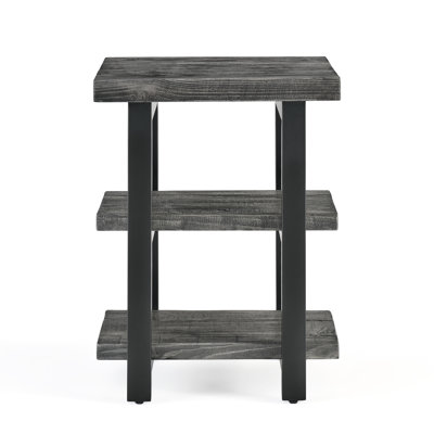 Pomona Rundell 20" W Solid Pine Wood End Table with 2 Shelves