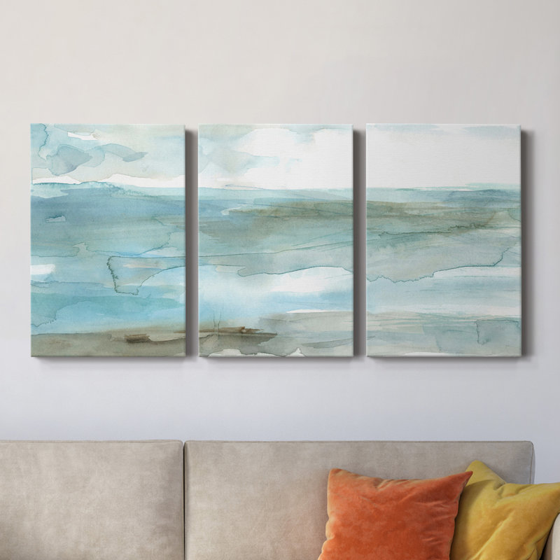 Shimmering Shore Macro - Toile tendue avec châssis de qualité supérieure - prête à être accrochée, H 48 po x l 96 po x P 1 po