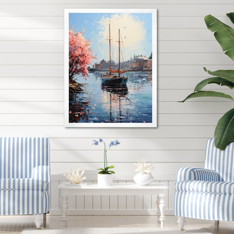 Port Docked Memories Pointillism II - Nautical & Beach Canvas Prints, Cadre photo blanc, H 32 po x l 16 po x P 1 po