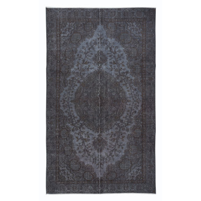 Tapis gris moderne de 5,4 x 8,7 pi, tapis surdimensionné de pièce, tapis de salon fabriqué à la main