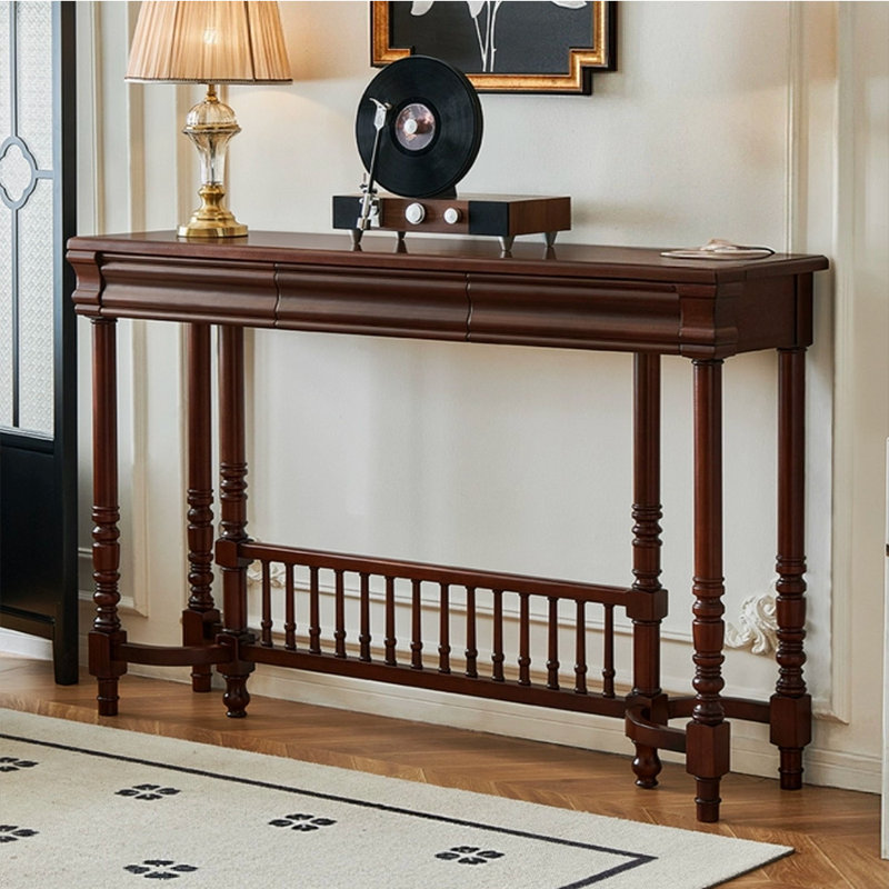 Console américaine en bois rétro, Marron foncé