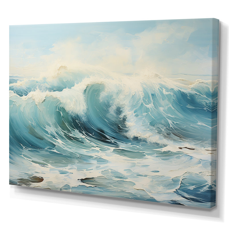 Aquarelle, tempête, océan côtier - Océan côtier, art mural, H 30 po x l 40 po x P 1,5 po, Toile tendue