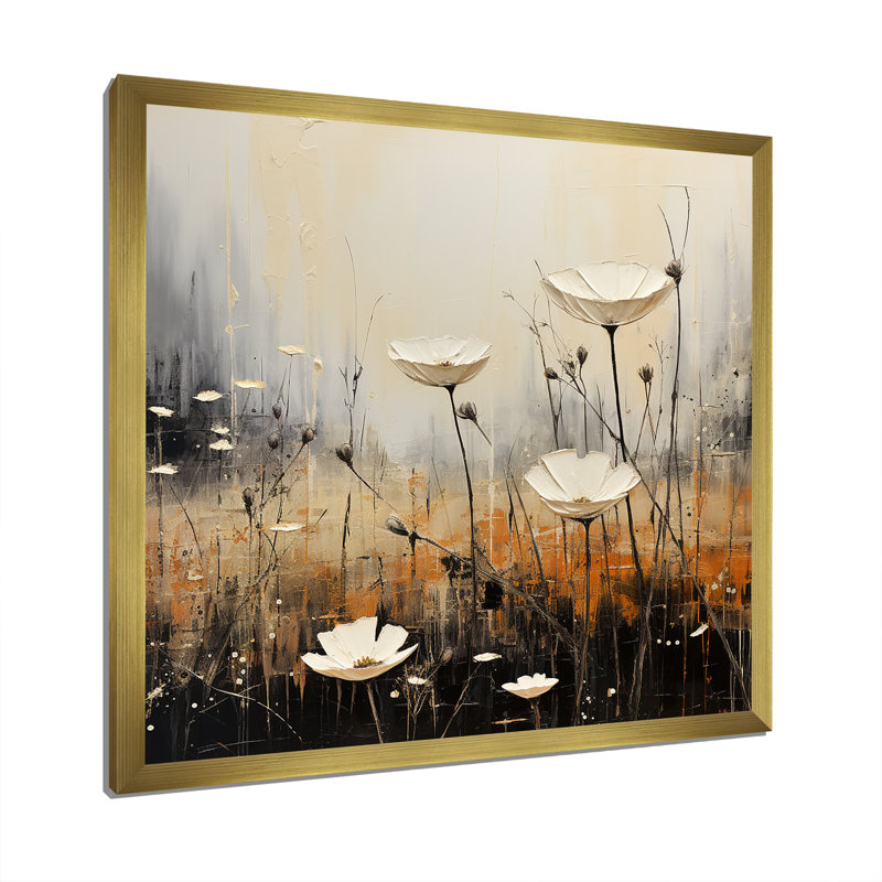 Minimalisme prairie au crépuscule I, Cadre doré simple, H 36 po x l 36 po x P 1,5 po