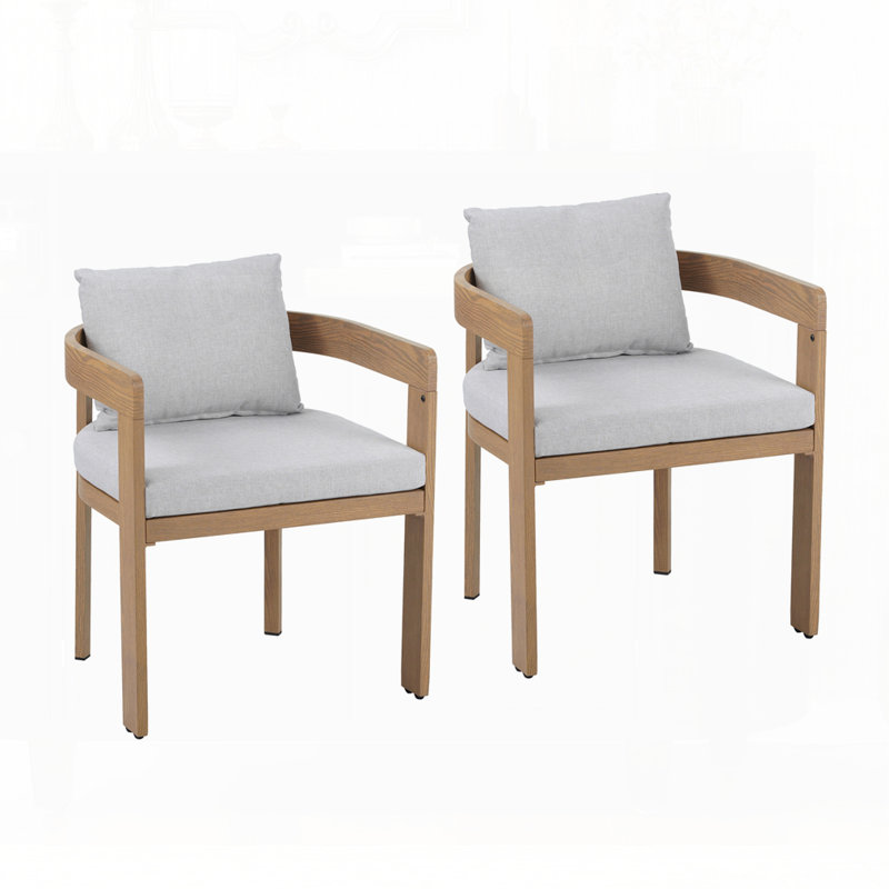 Ensemble de 2 chaises en aluminium, Naturel, Gris clair