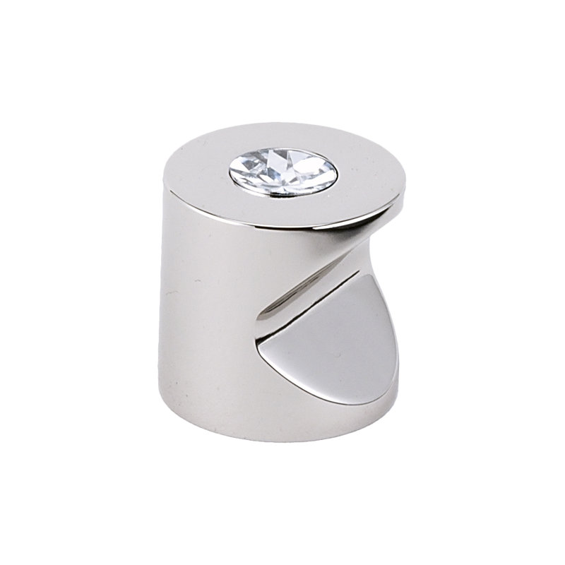 Poignée cylindrique en cristal Swarovski, Nickel poli, H 1 po x l 1 po x P 1 po