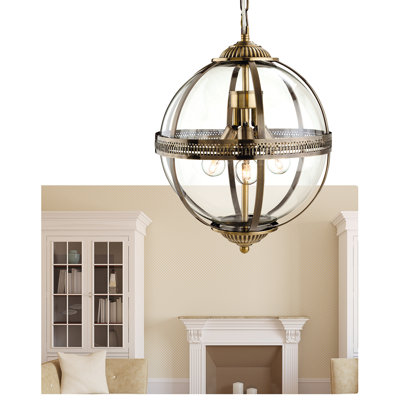 MAYFAIR 3 - Light Antique Brass Sphere Pendant