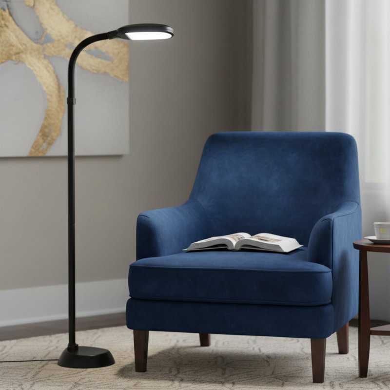 Lavish Home Adjustable LED Floor Lamp with Bendable Neck - Full Spectrum Natural Sunlight LED Lamp for Bedroom and Living Room - Reading, Craft, and Esthetician Light