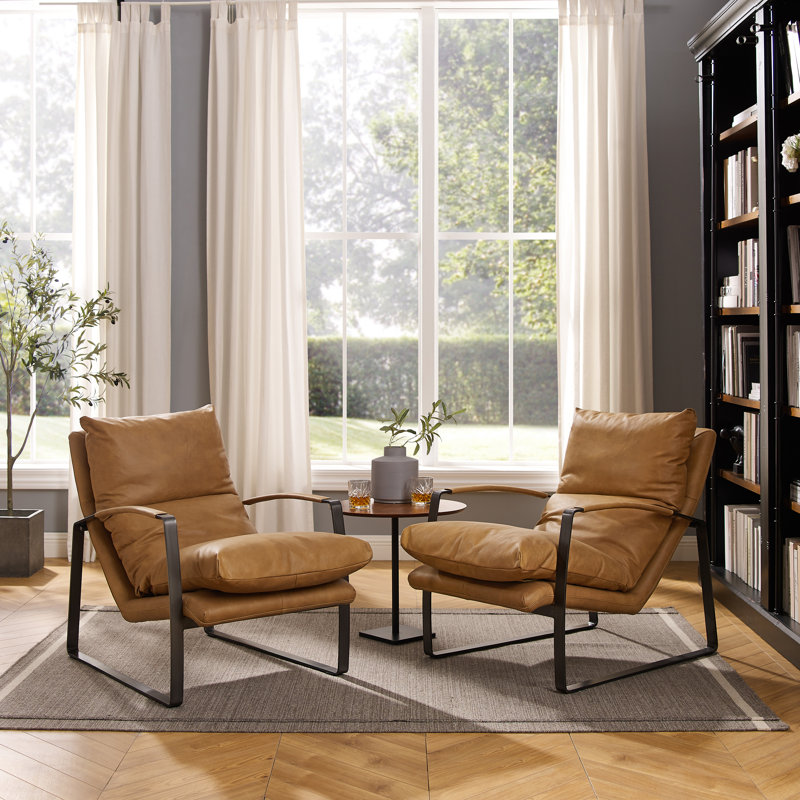 Ilomae Leather Accent Chair, Light Brown