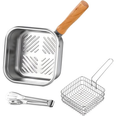 Houshery Fryer Pot 3L Stainless Steel Pot Set