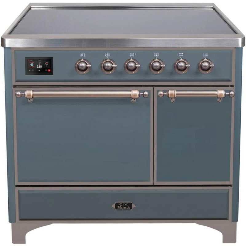 ILVE Majestic II Series 40 inch Induction Range with 6 Induction Elements (Glass Door), Blue Gray/Bronze