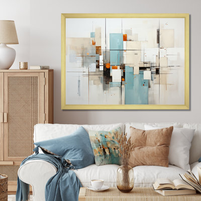 " Beige Teal Suprematism Fragmented Geometries I "